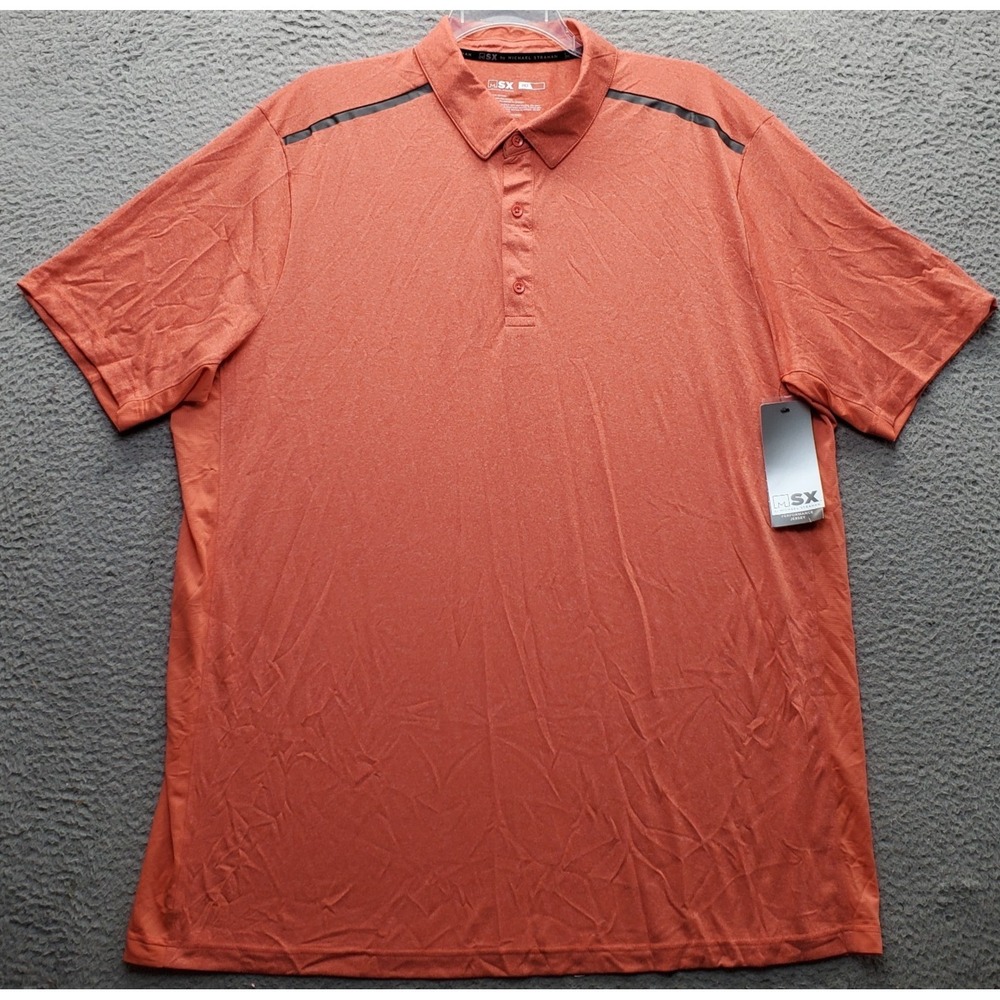 MSX by Michael Strahan Golf Polo Shirt Mens 2XLT Orange Short Sleeve Performance